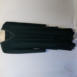 Cattiva Women's Vintage Green Beaded Embellished Tiered V Neckline Lined Dress